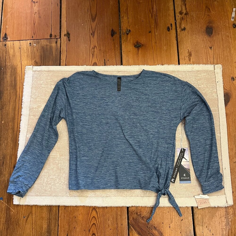 Kyodan Women's Blue Marl Ultra-Soft Side Tie Long Sleeve Top M NWT